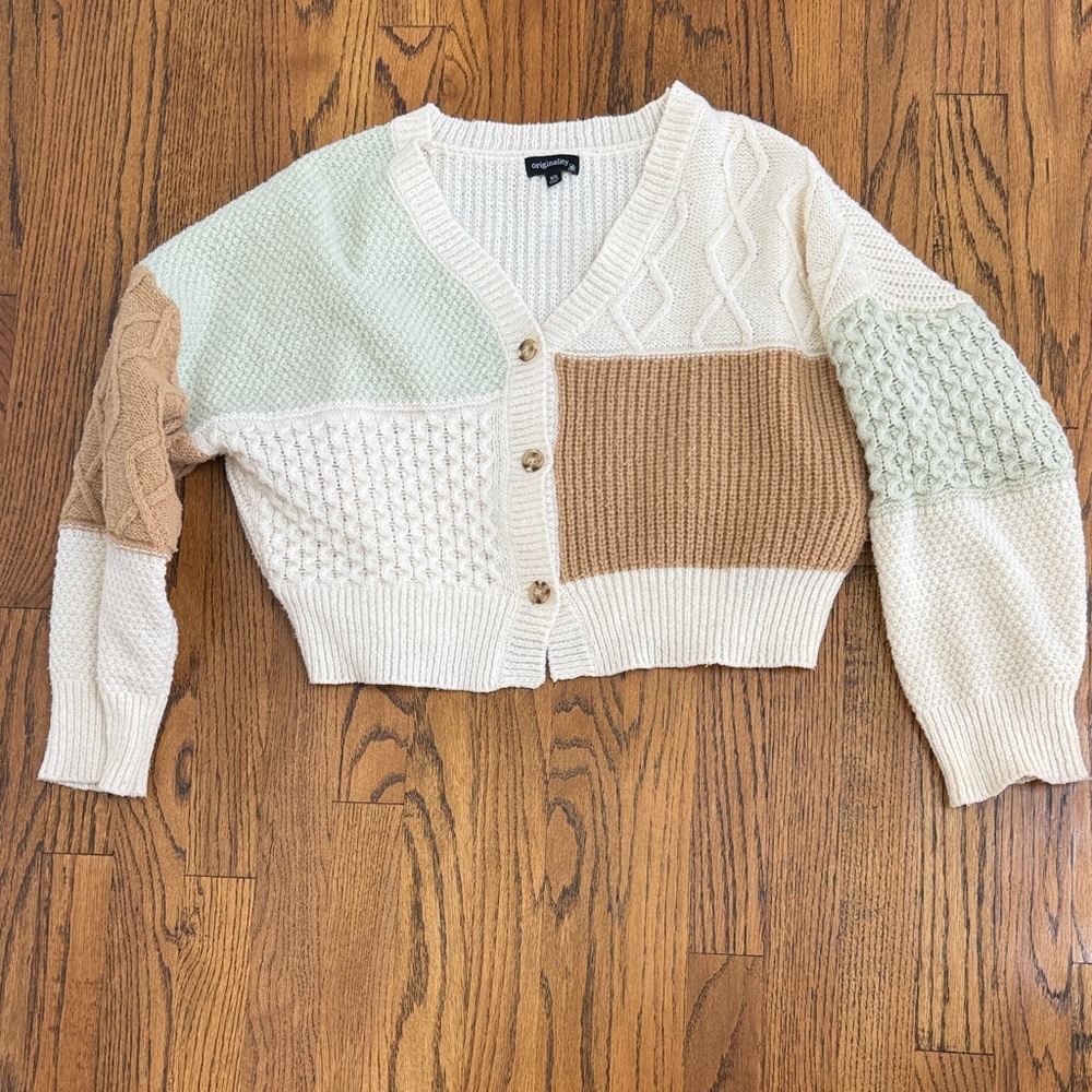 Elegant Knit Patchwork Cardigan